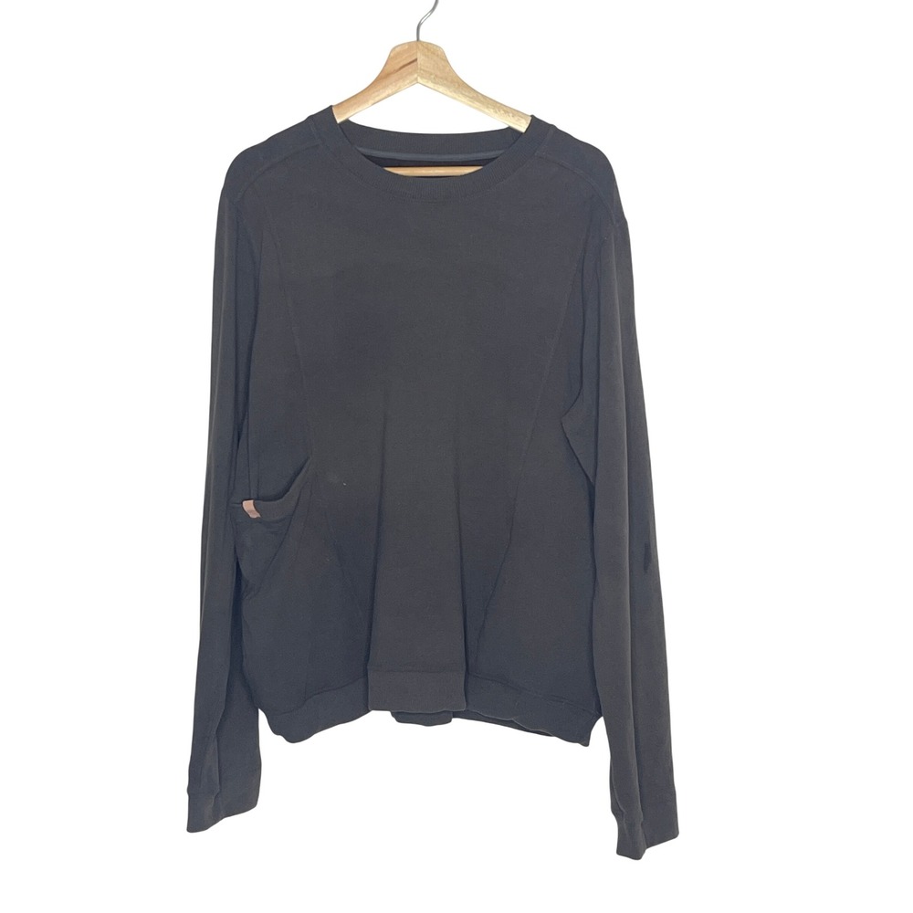 Lunya Restore Pima Cotton Alpaca Sweatshirt Charcoal Grey XL Loungewear Pocket